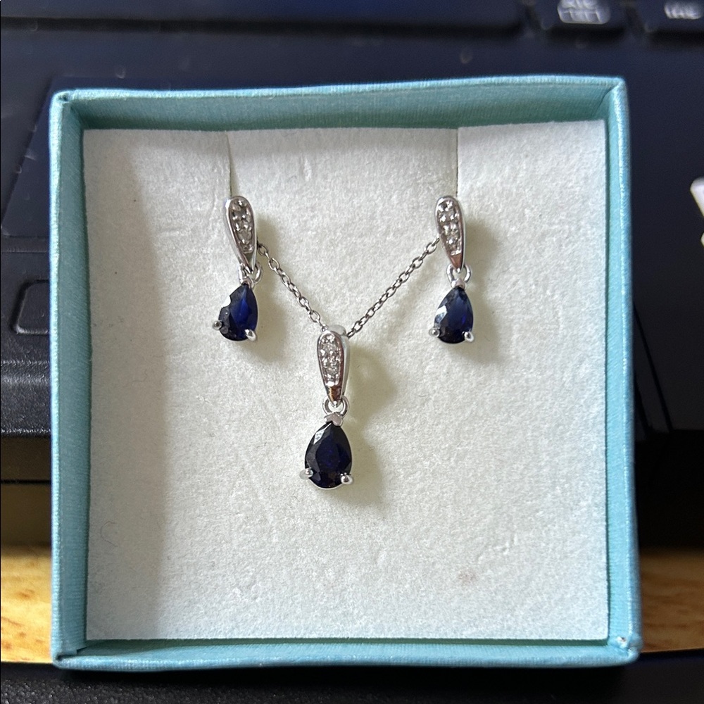 Elegant Sterling Silver and Lab Created Sapphire Jewelry